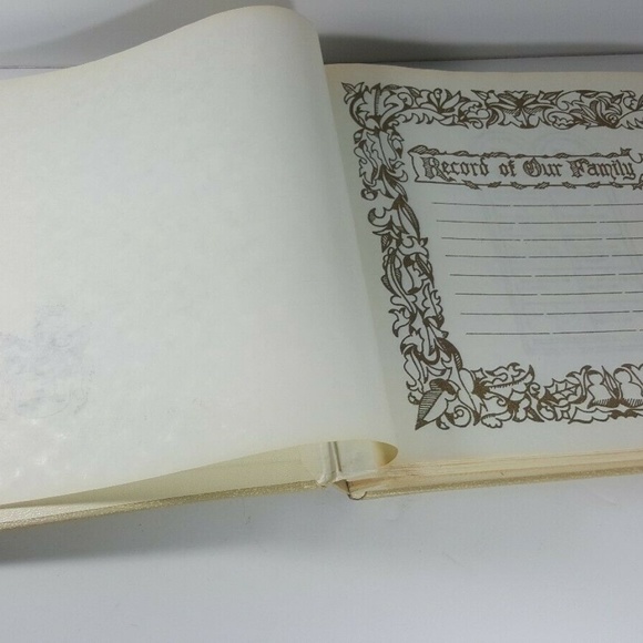 Vintage Our Family Photo Album Cowhide Gold Trim - Picture 4 of 8